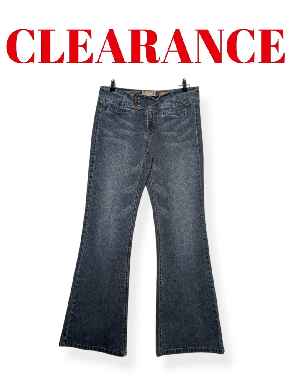 Truce Denim Flare Jeans Women’s Mid-Rise Medium Wash Stretch Bootcut Y2K Size 10